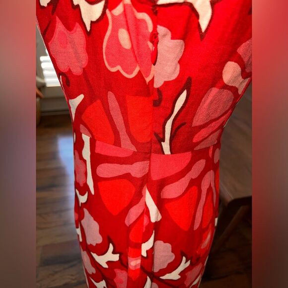 Rhode x Target Red Floral Linen Blend Midi Dress Ruffle Hem Short Sleeve 4 NWT - Picture 7 of 8